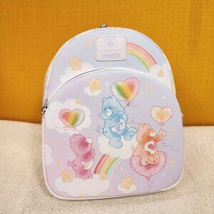 Loungefly Care Bears Heart Balloons Clouds Rainbow Star Mini Backpack NEW